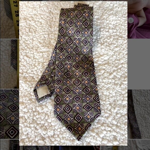 Robert Talbott Other - ROBERT TALBOTT OMAGGIO Silk Necktie USA Designer Geometric Green/Purple